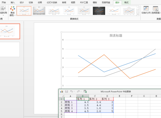 pptで折れ線グラフを作成する方法