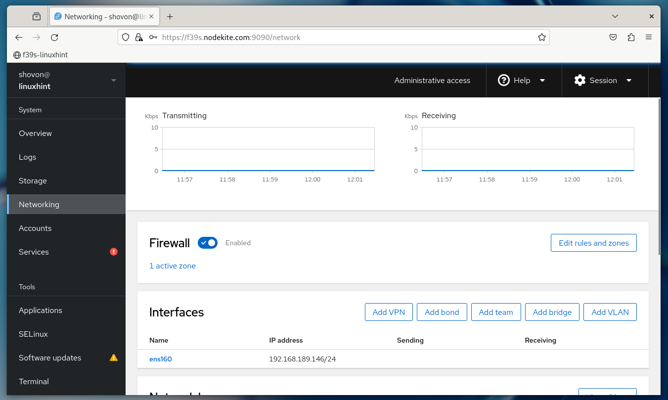 How to enable administrative access from the cockpit web UI