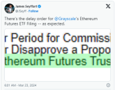 SEC 再次推迟对Grayscale以太坊ETF的决定