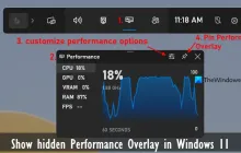 如何在Windows 11中显示隐藏的性能覆盖