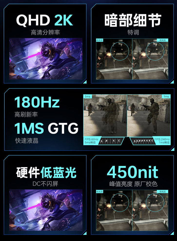 雷神黑武士 ZQ27F180 27 英寸显示器上架：2K 180Hz，999 元