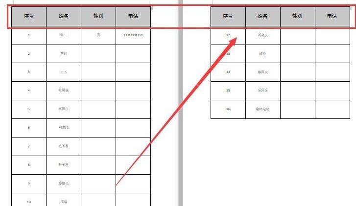 Proses operasi menetapkan baris tajuk atas jadual wps2019