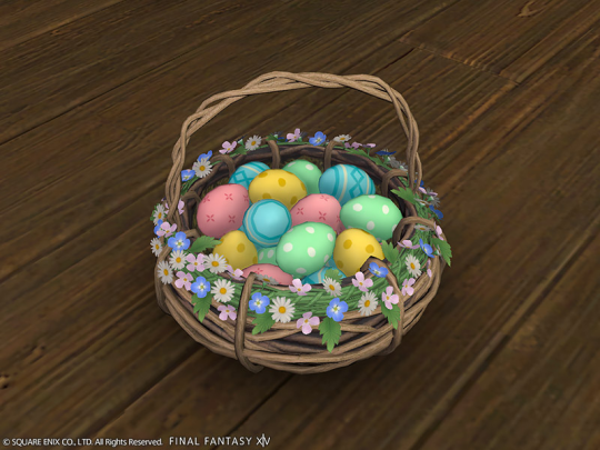 Commencé! Le nouvel événement saisonnier de Final Fantasy 14 est désormais ouvert ! Les accessoires de chasse aux œufs de Pâques des années précédentes sont sur les étagères, et des coupons pour les accessoires de chasse aux œufs de Pâques sont en vente !