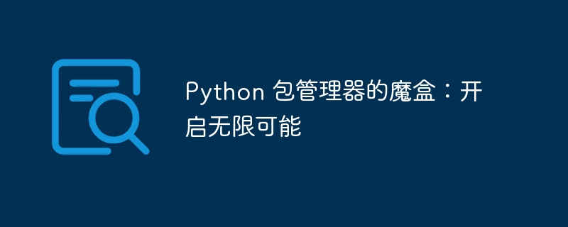 python 包管理器的魔盒：开启无限可能