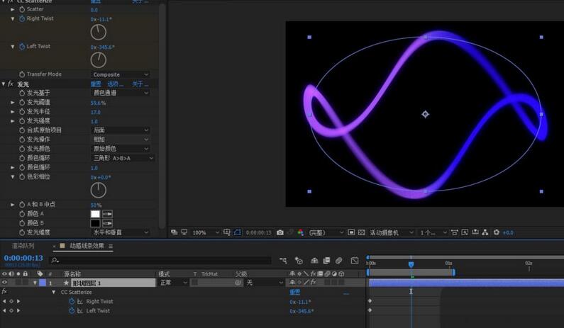 Le processus de fonctionnement de leffet danimation de la ligne de conception AE