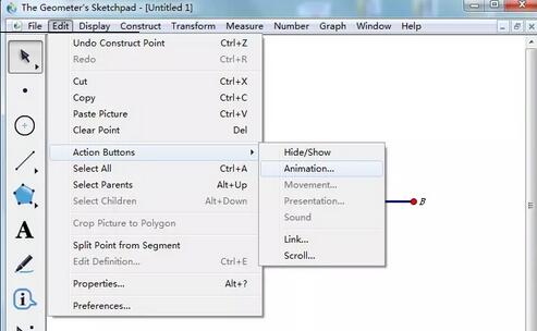 Detailed method of designing animation using action buttons in Geometric Sketchpad