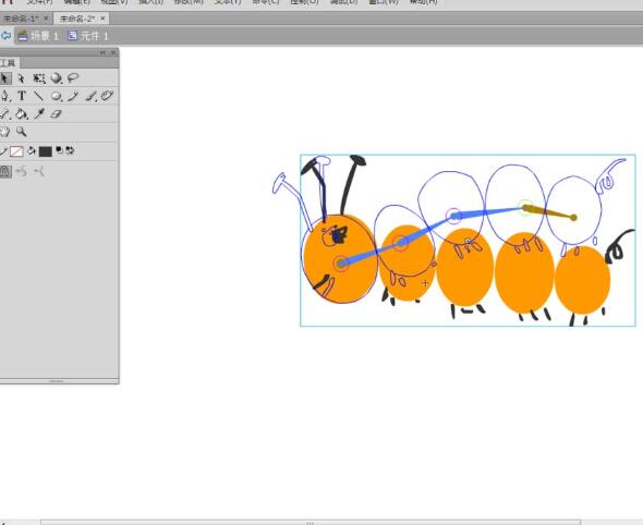 Detailed steps for drawing crawling caterpillar animation in Flash