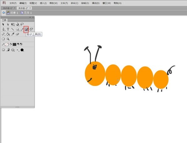 Detailed steps for drawing crawling caterpillar animation in Flash