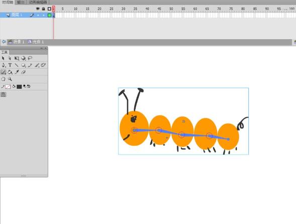 Detailed steps for drawing crawling caterpillar animation in Flash