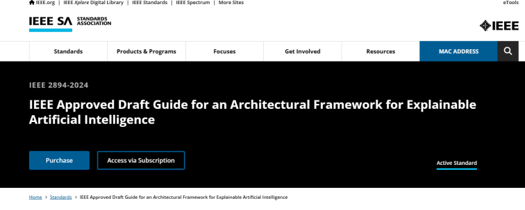 IEEE Interpretable AI Architecture Standard P2894 Officially Released