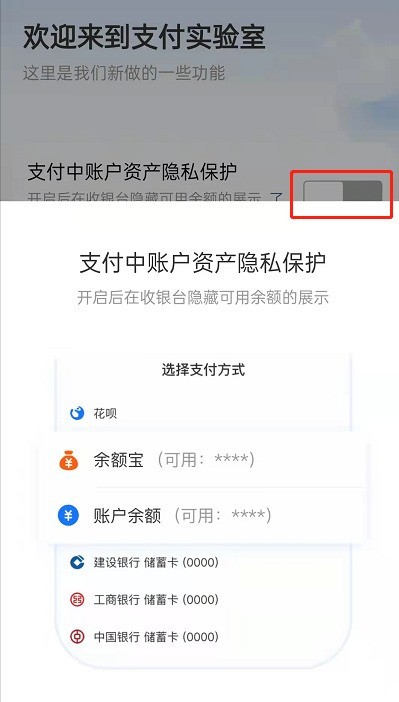 How to use Alipay Payment Lab_Alipay hidden available balance display operation list