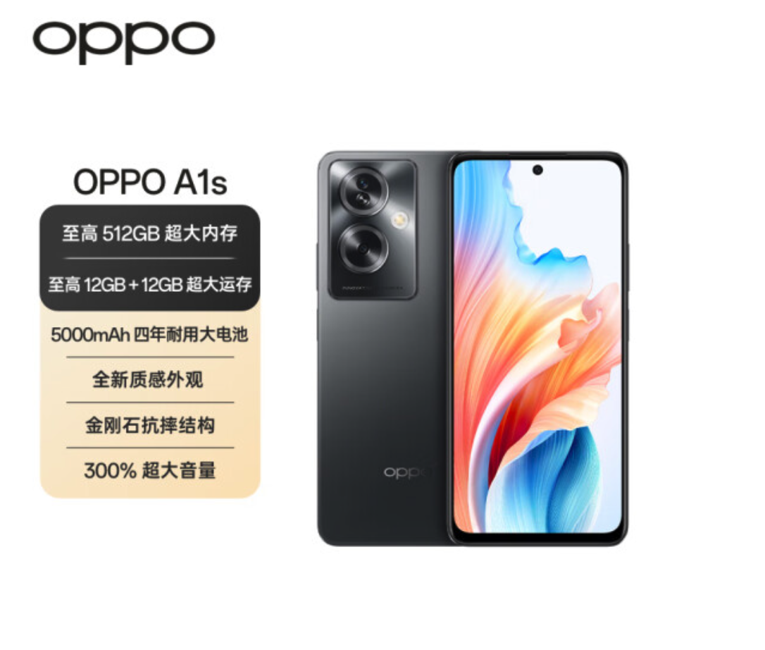 OPPO A1s 手机上架：金刚石抗摔结构，最高 12GB+512GB