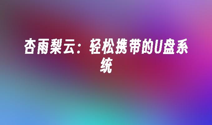 杏雨梨云：轻松携带的U盘系统