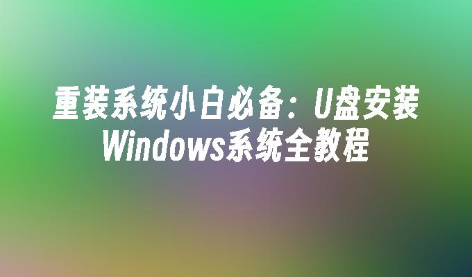 시스템 재설치 초보자를 위한 필수품: USB 플래시 드라이브를 통한 Windows 시스템 설치에 대한 전체 튜토리얼