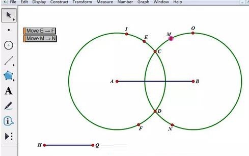 The geometric sketchpad demonstrates the operation method of drawing a ruler and compass for the vertical bisector of a line segment.