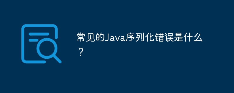 일반적인 Java 직렬화 오류는 무엇입니까?