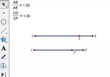 A detailed tutorial on how to draw points on two line segments to make them equal in geometric sketchpad