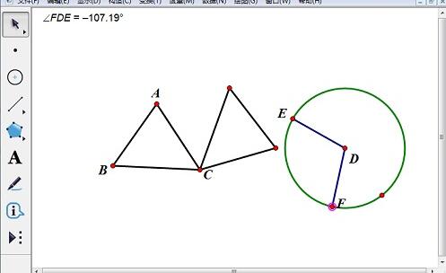 The specific operation process of using angles to control the rotation of triangles in Geometric Sketchpad