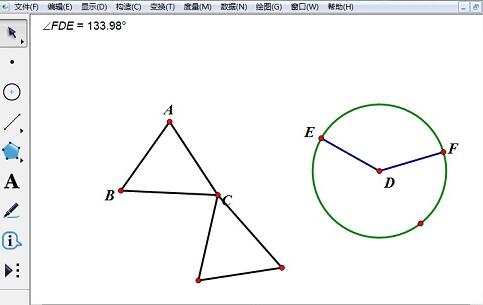 The specific operation process of using angles to control the rotation of triangles in Geometric Sketchpad