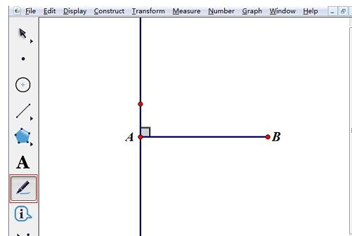 Der Vorgang des Hinzufügens rechter Winkelsymbole zu rechten Winkeln im Geometry Sketchpad