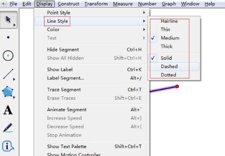 几何画板设置线型和颜色的操作内容