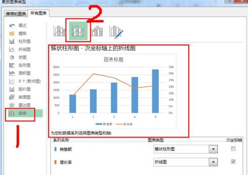 The operation process of adding secondary coordinate axis in excel2016