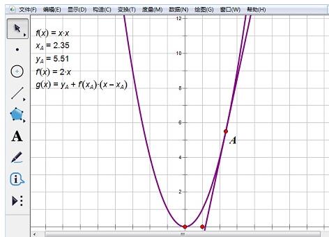 So zeichnen Sie mit dem geometrischen Skizzenblock eine Tangente an einem Punkt auf einer Parabel