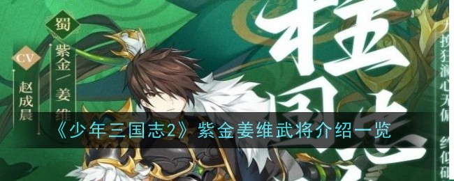 《少年三国志2》紫金姜维武将介绍一览