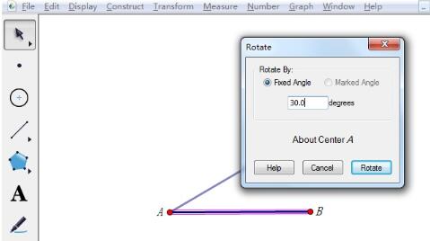 Detailed steps for making an isosceles triangle with a vertex angle of 120 degrees using geometric sketchpad