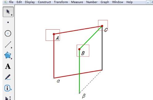 幾何学的スケッチパッド上で二面角を描画する操作プロセス