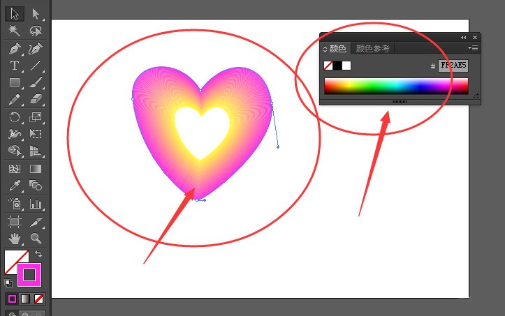 ai设计多彩心形图案的操作方法