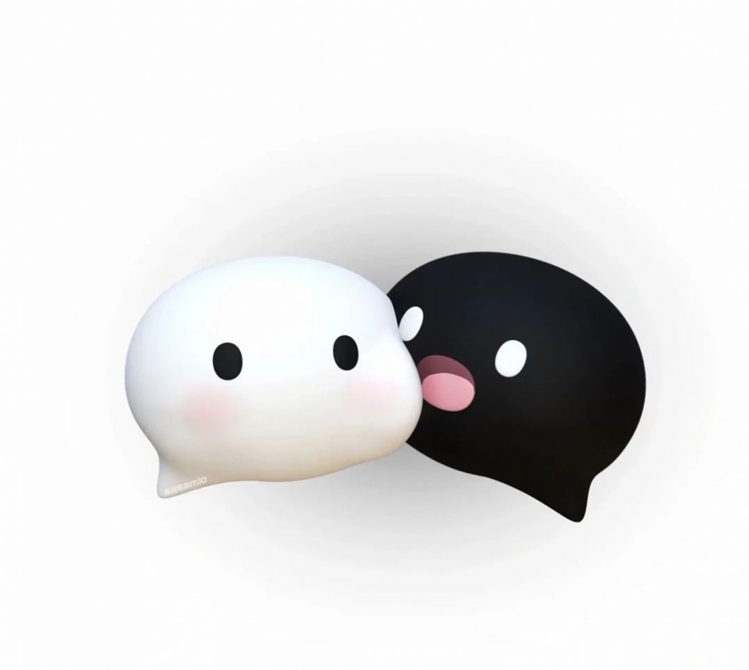 Icône WeChat version mignonne rose bleu noir et blanc image originale