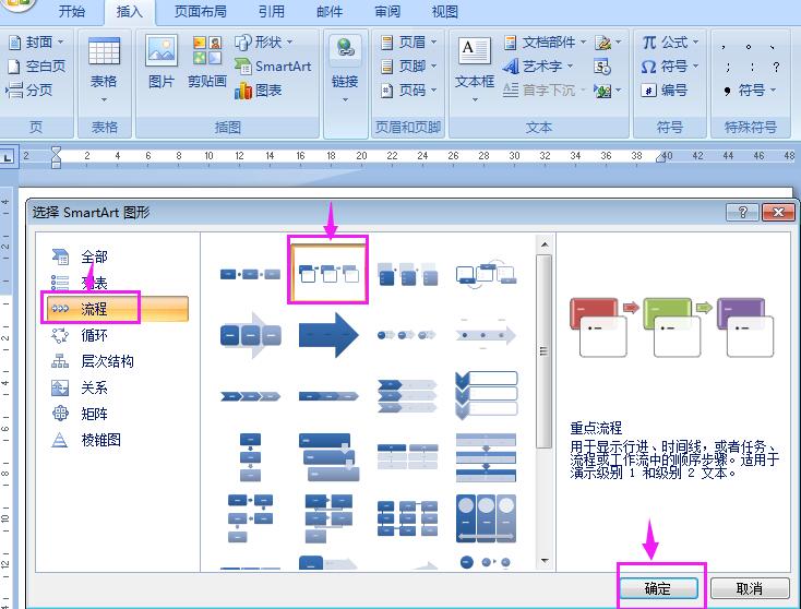 word绘制重点流程图的操作方法