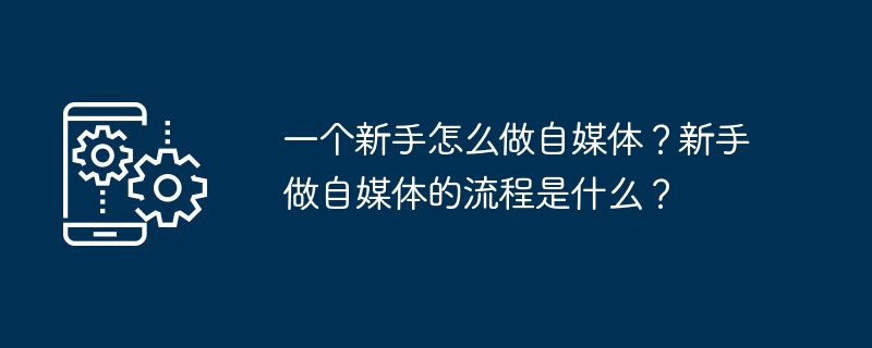 初心者がセルフメディアを始めるにはどうすればよいですか?初心者がセルフメディアを行うためのプロセスは何ですか?