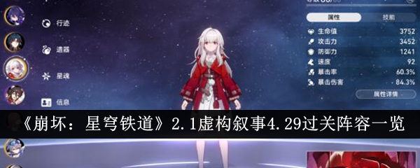 Honkai Impact: Star Rail 2.1 Fictional Narrative 4.29 Liste des liquidations