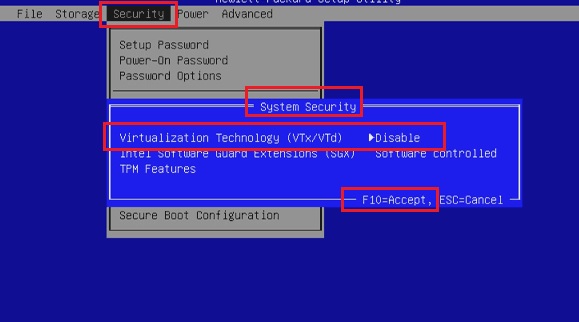 How to enable vt on HP motherboard