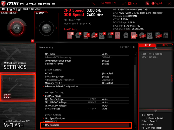 MSIマザーボードでvtを有効にする方法