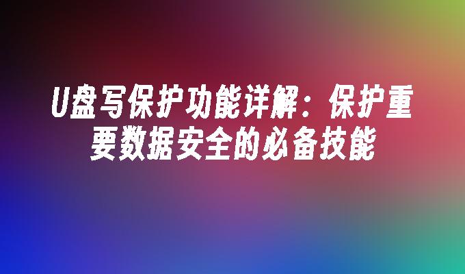 U 디스크 쓰기 방지 기능에 대한 자세한 설명: 중요한 데이터 보안을 보호하기 위한 필수 기술