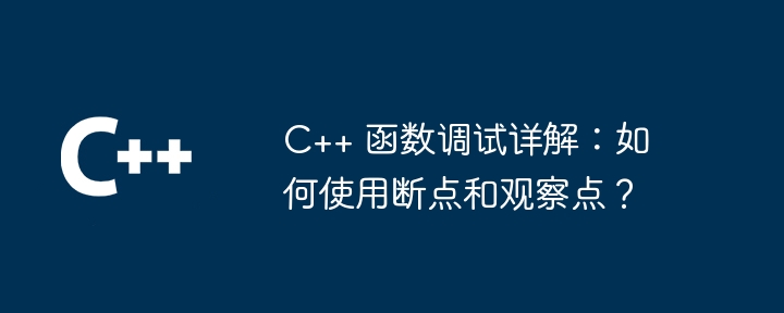 C++ 函式偵錯詳解：如何使用斷點和觀察點？