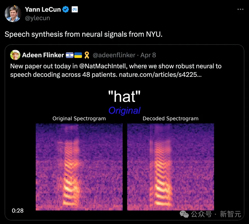 LeCun forwarded, AI allows aphasic people to speak again! NYU releases new “neural-speech” decoder