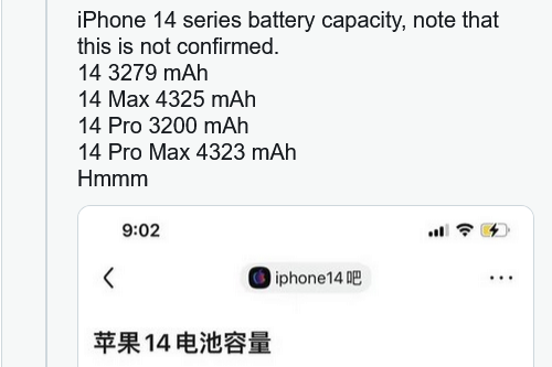 Apple 14 battery capacity introduction