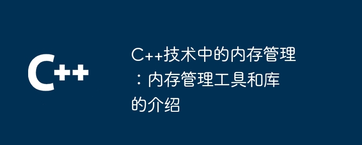 C++ 기술의 메모리 관리: 메모리 관리 도구 및 라이브러리 소개