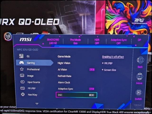  微星宣布 QD-OLED 显示器可自行进行固件升级 