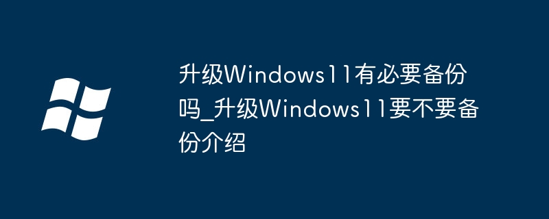 Windows 11 업그레이드 시 백업은 필수인가요? Windows 11 업그레이드 시 백업 여부 소개