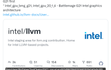 有望成为英特尔下代独显首发 GPU ，bmg_g21 核心率先现身 LLVM 更新