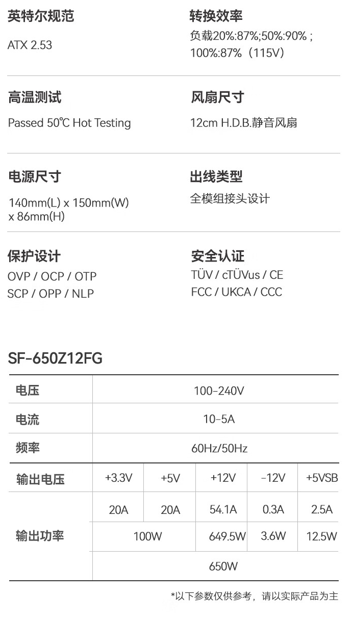 振华 ZILLION 650W 金牌全模电源 5 月 20 日开售,首发价 429 元