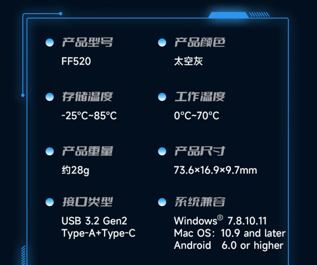 A / C 双口 + USB 3.2:梵想 256G 固态 U 盘 139 元大促(5 年质保)
