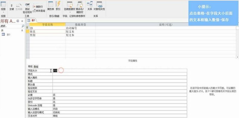 access设置字段大小的操作教程