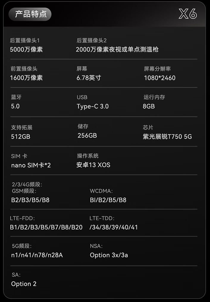 AGM X6 三防手机开售:选配夜视 / 测温、接口裸露防水,首发价 2799 元