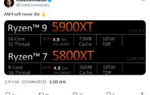 AM4 拒绝死亡，消息称 AMD 将推出 Ryzen 9 5900XT /7 5800XT：主频最高 4.8GHz